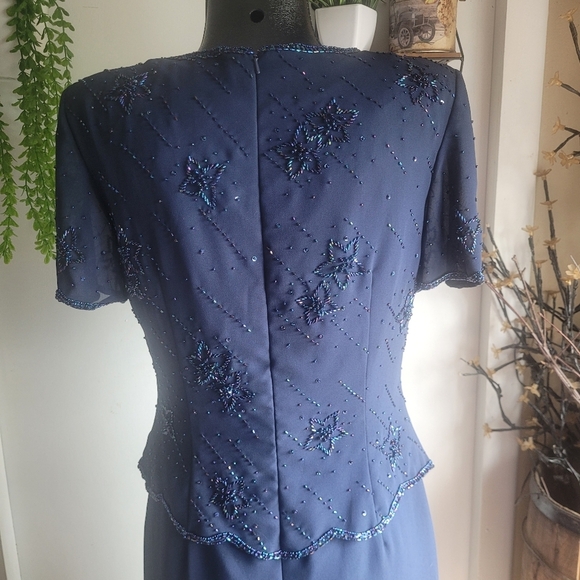 Monique Collection Vintage navy blue beaded maxi dress Size L - Picture 12 of 12